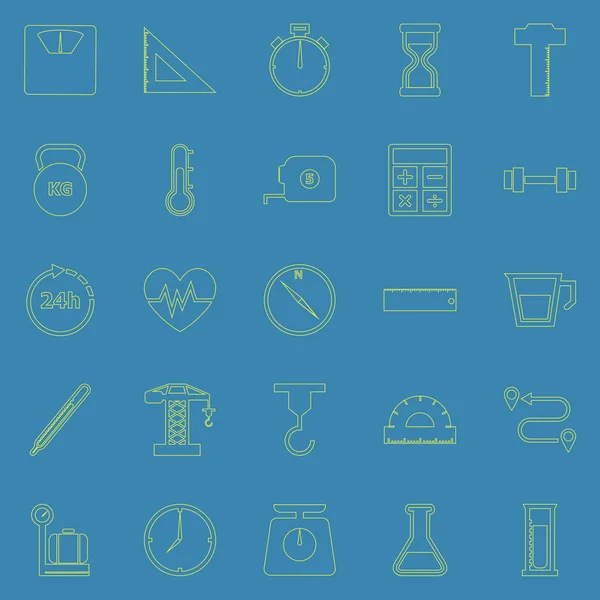 Measuring Line Icons Blue Background Stock Vector — Stock Vector