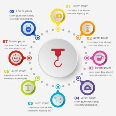 Ölçüm simgeleri ve stok vektörlü bilgi şablonu