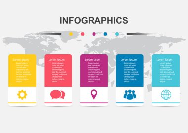 Sancak ile Infographic tasarım şablonu 5 adım, stok vektörü