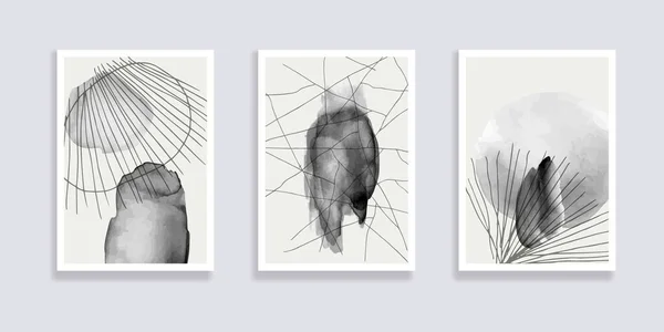 Ensemble Tendance Illustrations Abstraites Minimalistes Dessinées Main Noir Blanc Les — Image vectorielle