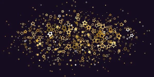 Goldene Realistische Fliegende Sterne Isoliert Auf Schwarz Luxus Glänzende Kleine — Stockvektor