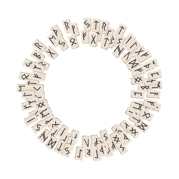 Runes Motif Ethnique Rond Alphabet Runique Futhark Symboles Occultes Nordiques — Image vectorielle