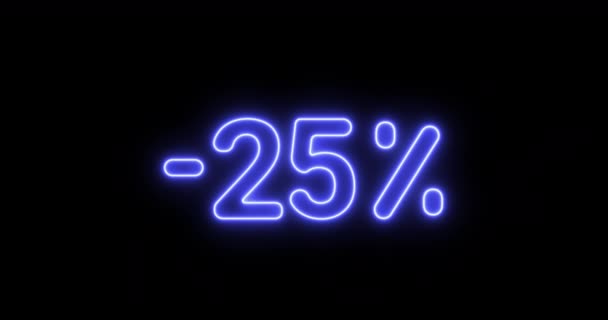 Glowing Colorful Neon Line Twenty Five Discount Percent Tag Icon — Stock Video