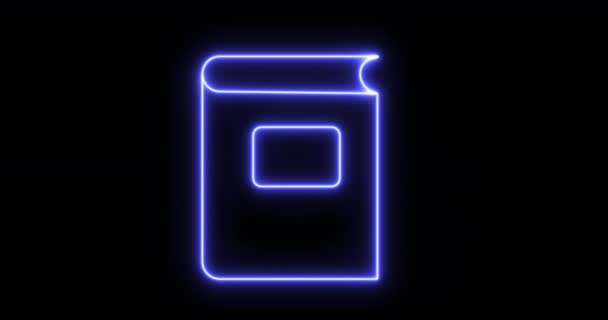 Glowing Colorful Line Closed Book Icon Isolated Black Background Online — Stock Video