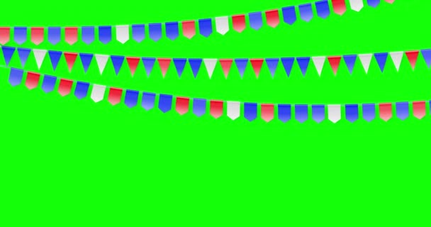 Красно Белые Синие Флаги Выделены Зеленом Экране Концепция Цветах Флага — стоковое видео