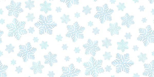 Рождественский Фон Разнообразными Сложными Сияющими Голубыми Снежинками Белом Современный Плоский — стоковый вектор