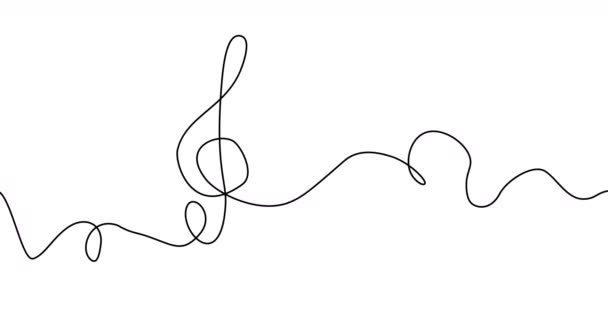 Self Drawing Treble Clef Simple Animation Single Continuous One Line — Stock Video