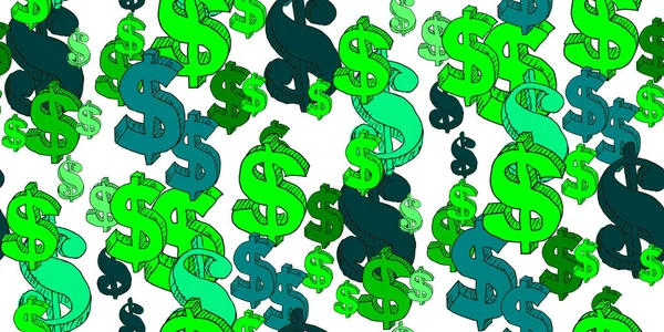 Beyaz Arka Planda Dolar Para Biriminin Sembollerinin Kusursuz Deseni Dolar — Stok Vektör