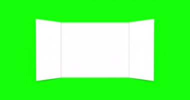 Yeşil ekranda Noel takviminin açılış modeli. Noel günü mesaj için beyaz perdeyi gösteren geniş kapılar açılacak. 4K video grafik canlandırması