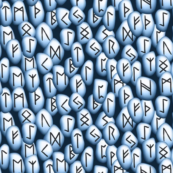 Blaue Runen Nahtlose Ethnische Muster Runenhaftes Alphabet Futhark Alte Nordische — Stockvektor
