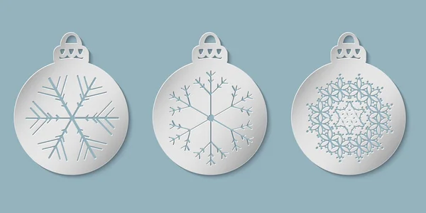 Christmas Balls Pattern Snowflake Cut Out Paper Templates Laser Plotter — стоковый вектор