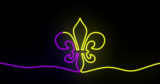 Mardi Gras Fat Tuesday Animated Drawing Line Beautiful Yellow Green — Stock Video