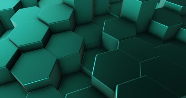 Resumen Fondo Tecnológico Futurista Las Formas Hexagonales Movimiento Hexagones Verdes — Vídeo de stock