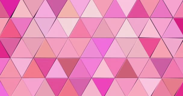 ピンクの三角形を動かす未来的な技術の背景 表面の細胞フレームモザイク 一定の混沌とした動きにある抽象的な三角形 Sci Fi技術の背景 4Kグラフィックモーション — ストック動画
