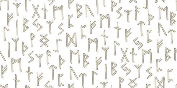 Руны Бесшовные Рунический Алфавит Футарк Древние Скандинавские Оккультные Символы Письменные — стоковый вектор