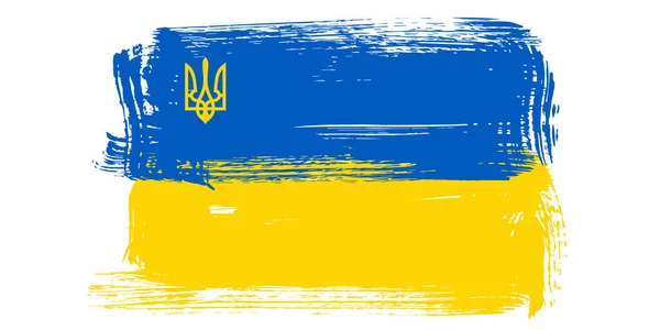 Grunge Penseldrag Med Ukrainas Flagga Design Symbol Affisch Banner Vektor — Stock vektor