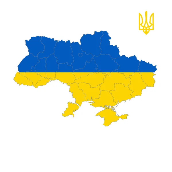 Карта Украины Национальным Флагом Белом Фоне Независимое Государство Желто Голубое — стоковый вектор