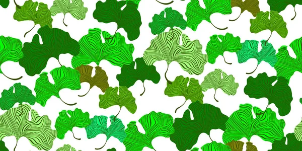 緑のイチョウは白のトレンディーなスタイルで葉します 自然な緑の質感の背景 包装紙 ウェブサイト 壁の芸術のためのベクトル植物のデザイン — ストックベクタ