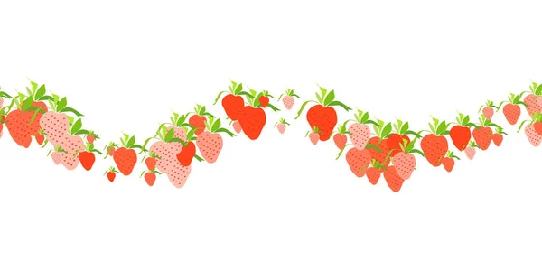 Strawberry Fruit Seamless Pattern Ripe Strawberry Simple Drawings Minimal Style — Image vectorielle