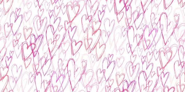 Hearts Doodle Line Trendy Vector Seamless Pattern Flying Hearts Minimalistic — ストックベクタ