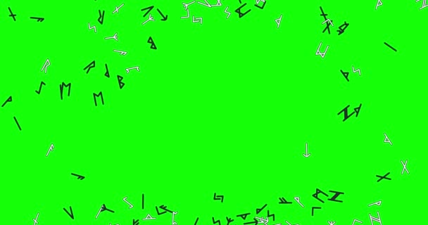 Κινούμενο Σχέδιο Μαγικά Σύμβολα Ρούνων Στην Πράσινη Οθόνη Εκτελεί Στρογγυλό — Αρχείο Βίντεο