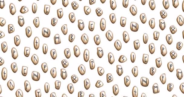 带有沙丘符号的动画从上至下运动 流线环状无缝图案 Futhark的民族语言字母 古老的挪威神秘符号 维京字母刻在石头上 4K视频运动图形 — 图库视频影像