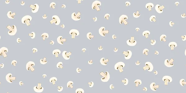 Motif Sans Couture Tas Champignons Champignon Frais Appétissants Isolés Sur — Image vectorielle