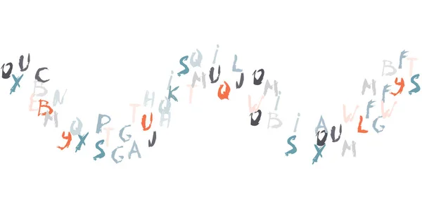 Цветной Алфавит Векторных Символов Бесшовный Рисунок Каллиграфического Шрифта Кисти Белом — стоковый вектор
