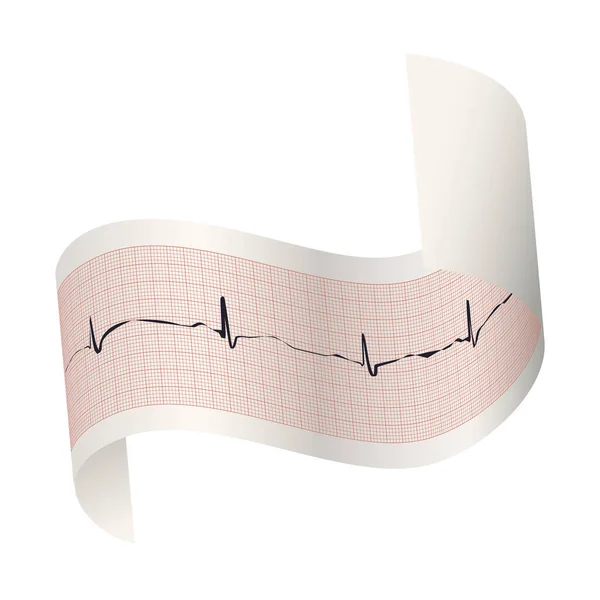 Tło Elektrokardiogramu Zapis Tętna Różowym Papierze Ekg Wykres Milimetra Krzywa — Wektor stockowy