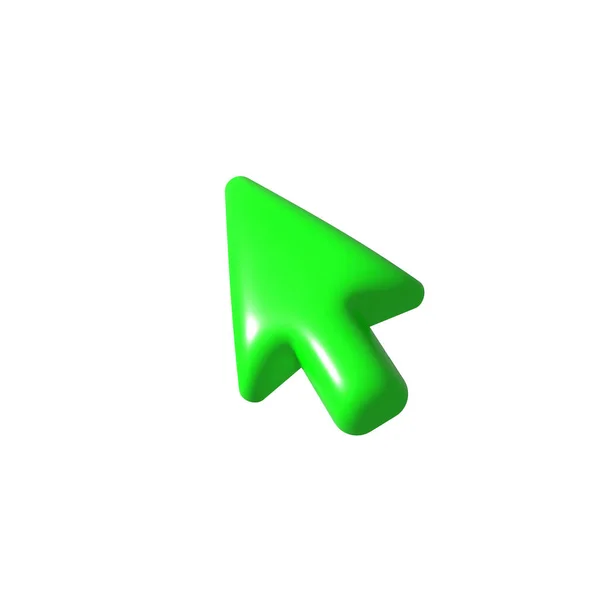 Realistic Green Volumetric Web Arrow Click Here Icon Mouse Cursor — Vetor de Stock