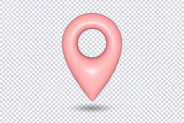 Gerçekçi harita işaretleyici. İzole edilmiş şeffaf üzerinde konum nokta işareti veya navigasyon pin simgesi simgesi işareti. Yerini belirtmek için kırmızı leke şeklinde bir iğne haritası çıkartıyor. 3d GPS pin vektör çizimi