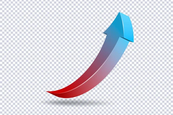 Growing Red Blue Arrow Growth Chart Sign Flexible Arrow Indication — Vector de stock