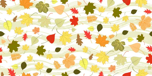 Seamless Pattern Bright Colorful Autumn Foliage Graphic Design Autumn Symbol — 图库矢量图片