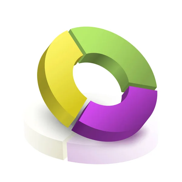Pie Chart Graph Divided Parts Realistic Geometric Infographic Parts Share — ストックベクタ