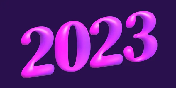 Felice Anno Nuovo 2023 Splendente Realistici Numeri Rosa Iscrizione Sfondo — Vettoriale Stock