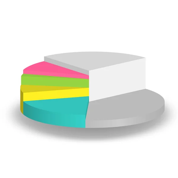 Pie Chart Graph Divided Parts Realistic Geometric Infographic Parts Share — 图库矢量图片