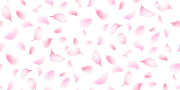 Seamless Pink Sakura Petals Falling Realistic Cherry Petals White Japanese — Vetor de Stock