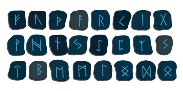 Set Color Runes Symbols White Runic Alphabet Futhark Ancient Norse — стоковый вектор