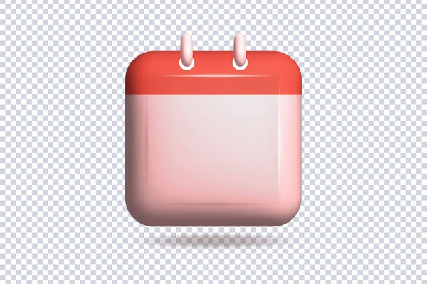 Glossy Minimal Daily Calendar Icon Plastic Cartoon Style Transparent Render — Stockvektor