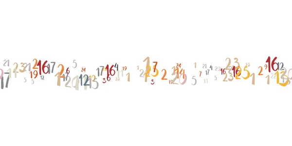 Цветные Цифры Векторные Символы Бесшовный Рисунок Каллиграфического Шрифта Кисти Произвольно — стоковый вектор