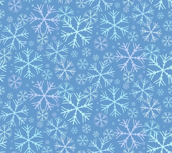 Beautiful Seamless Christmas Background Various Colorful Big Small Snowflakes Blue — Image vectorielle