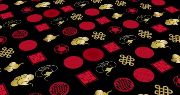 Abstract Seamless Background Chinese New Year Oriental Background Animated Gold — Stockvideo