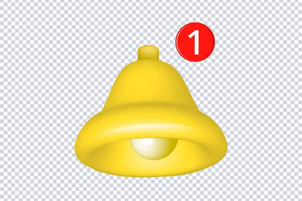 Oznamovací Zvonek Žlutá Ikona Zvonku Plastovém Kresleném Stylu Notifikačním Přepážkou — Stockový vektor