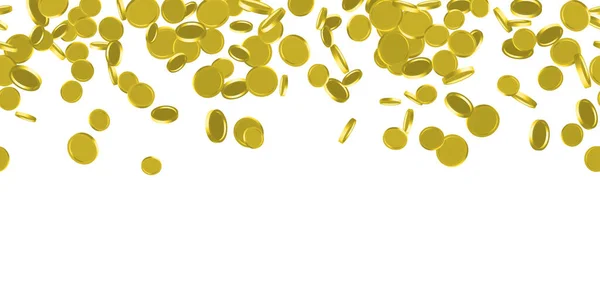 Падение Золотых Монет Белое Золотой Дождь Монет Бесшовный Узор Джекпот — стоковый вектор