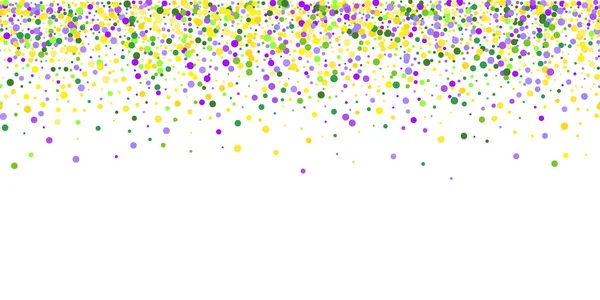 Бесшовный Горизонтальный Узор Красивый Разбросанный Желтый Зеленый Фиолетовый Конфетти Белом — стоковый вектор