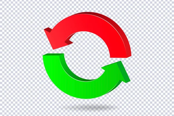 赤い緑色の丸みを帯びた2本の矢印 プレゼンテーション デザインデータファイナンス レポートのためのビジネスインフォグラフィックプレゼンテーション図 セクション比較サービス 上下の傾向 紙のインデックス 3Dベクトル — ストックベクタ