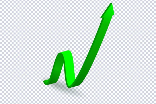 Growing Green Arrow Growth Chart Sign Flexible Arrow Indication Statistic — Wektor stockowy