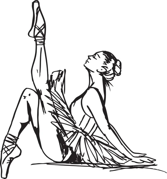 Boceto de bailarina de ballet. Ilustración vectorial — Vector de stock