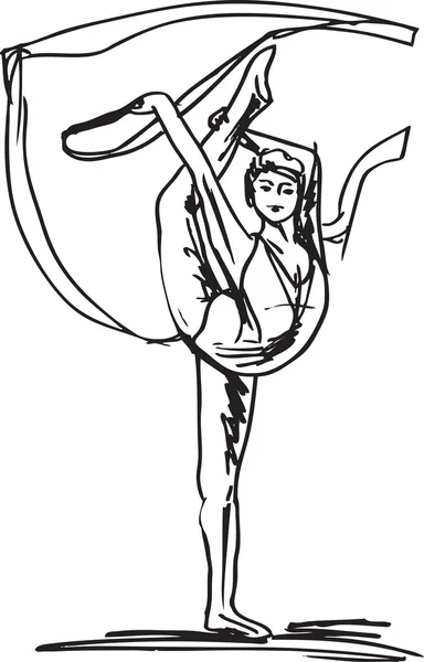 Bosquejo de mujer bailarina de arte gimnasia rítmica. Ilustración vectorial — Vector de stock