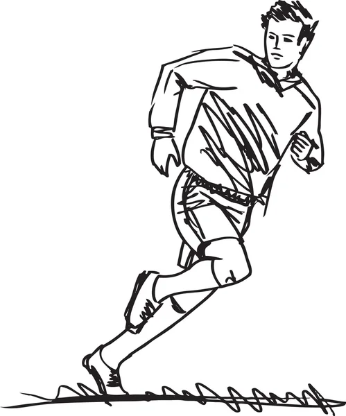 草绘的足球运动员。矢量插画 — 图库矢量图片